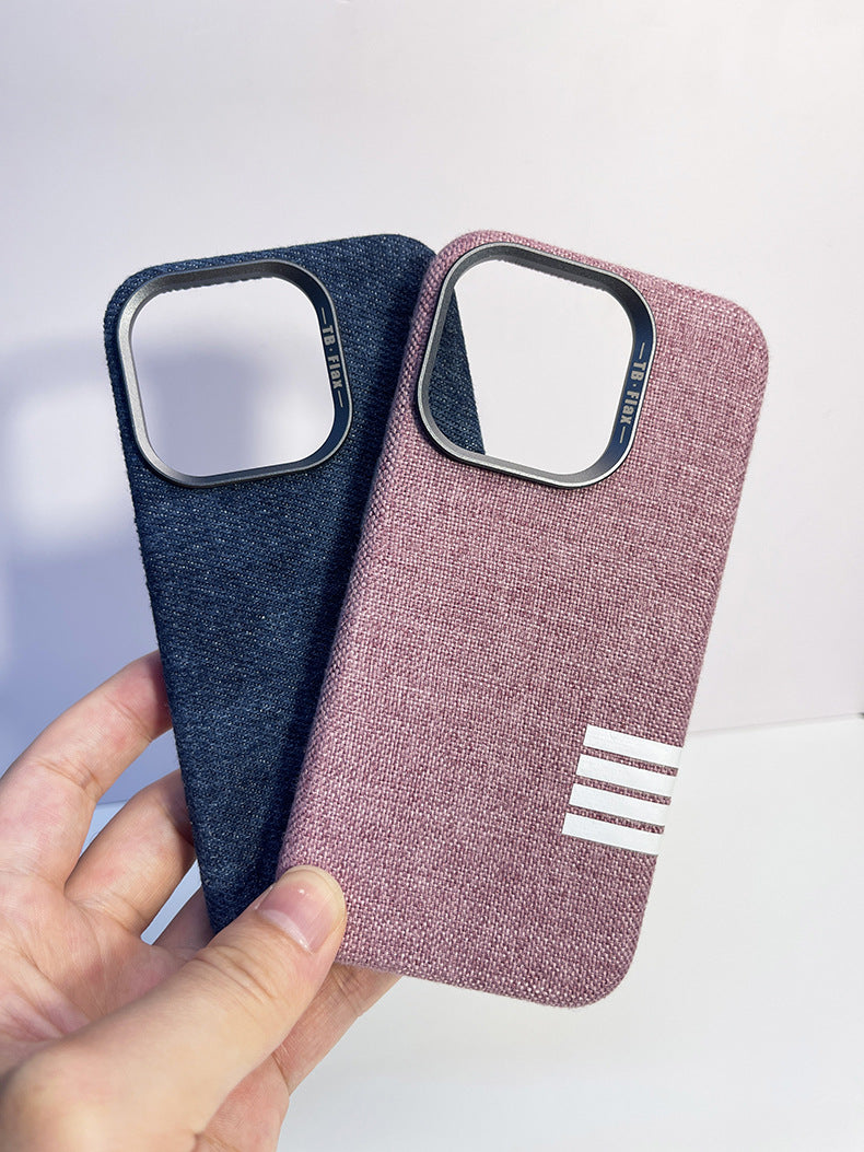 Premium vintage linen fabric magnetic phone case for iPhone