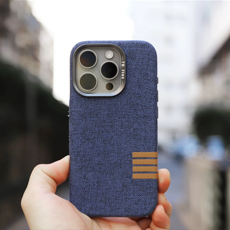 Premium vintage linen fabric magnetic phone case for iPhone