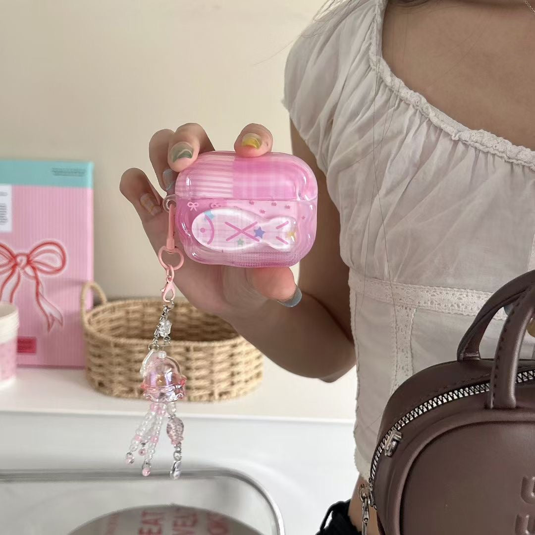 Pink Unicorn AirPods Case with Crystal Beaded Charm