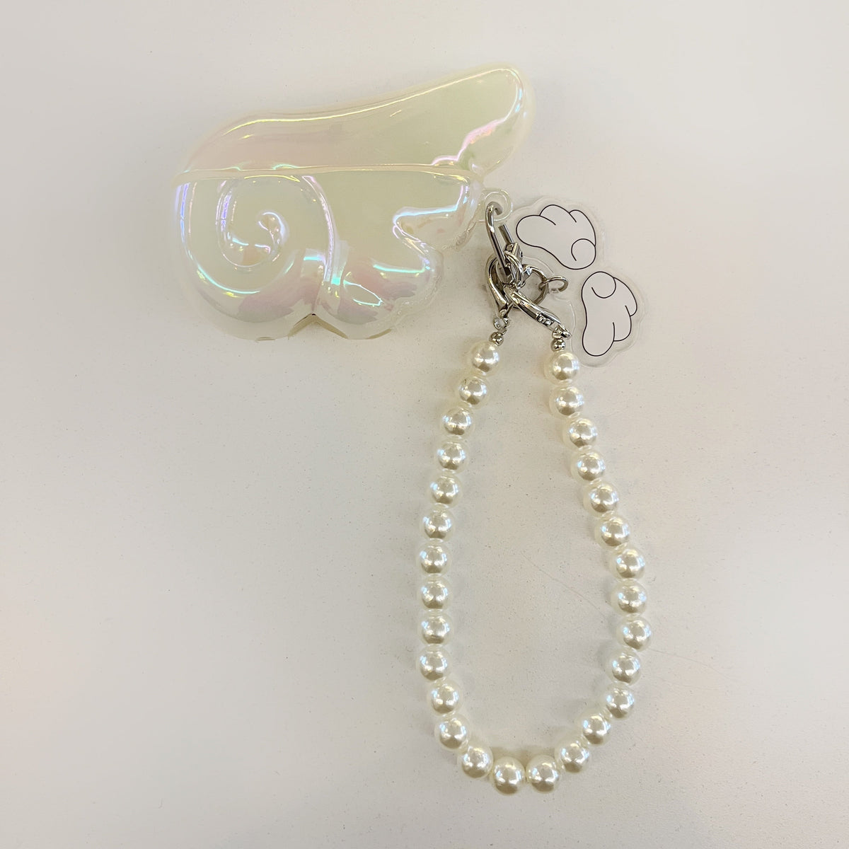 Angel Wing AirPods Case with Pearl & Beaded Charm