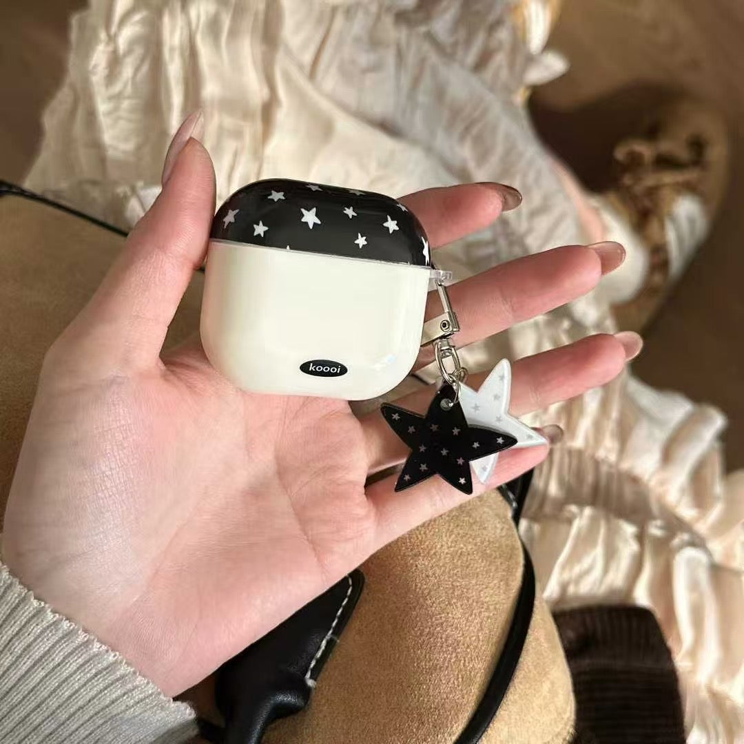 Starry Night AirPods Case with Charm – Black & White