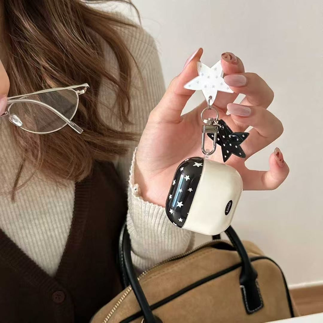 Starry Night AirPods Case with Charm – Black & White