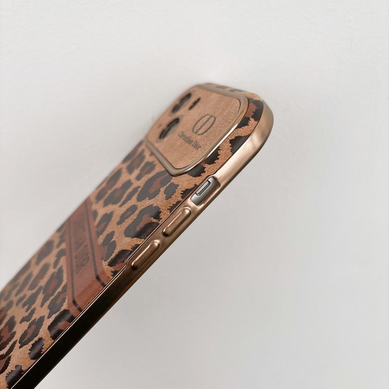 CD Brown Color Leather iPhone Case