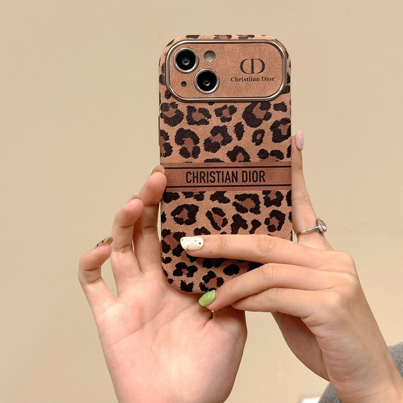CD Brown Color Leather iPhone Case